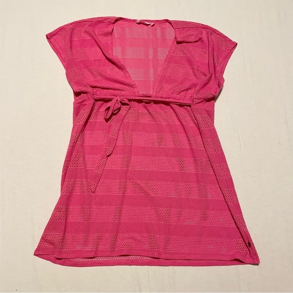 La Vie En Rose Pink Mesh Beach Cover-Up Size Large